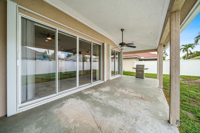 13277 Opal Ln, Wellington, FL 33414 - view of patio / terrace with a ceiling fan and grilling area