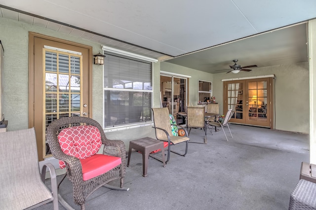 3892 SW Jablo St, Port Saint Lucie, FL 34953 - view of patio with a ceiling fan, french doors, and outdoor dining space