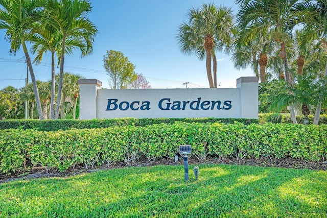 9844 Boca Gardens Cir N Unit D, Boca Raton, FL 33496 - community / neighborhood sign featuring a lawn
