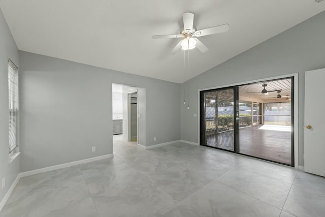 11038 Monet Ln, Palm Beach Gardens, FL 33410 - unfurnished room with ceiling fan and vaulted ceiling