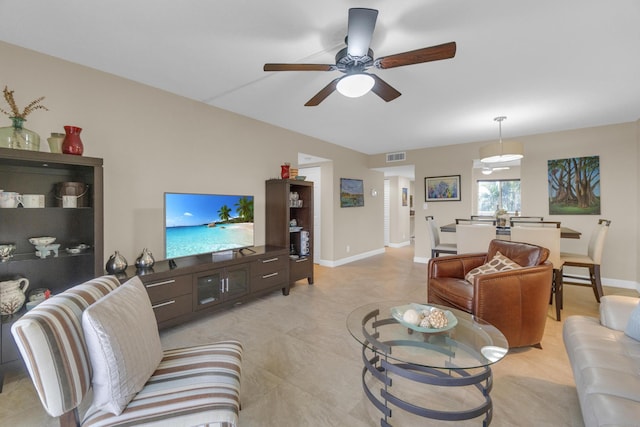 14375 Strathmore Ln Unit 306, Delray Beach, FL 33446 - living area featuring a ceiling fan and baseboards