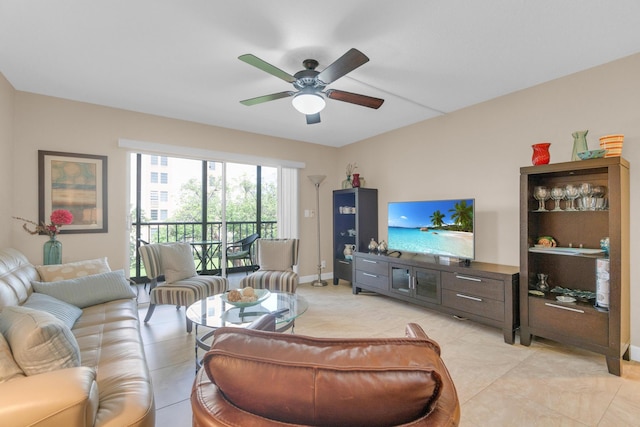 14375 Strathmore Ln Unit 306, Delray Beach, FL 33446 - living area with a ceiling fan and baseboards