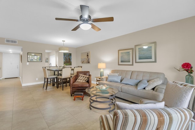 14375 Strathmore Ln Unit 306, Delray Beach, FL 33446 - living room with ceiling fan and light tile patterned floors