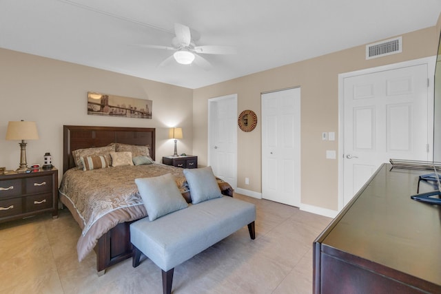 14375 Strathmore Ln Unit 306, Delray Beach, FL 33446 - bedroom featuring light tile patterned floors and ceiling fan