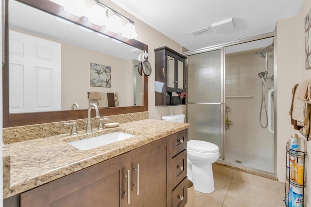14375 Strathmore Ln Unit 306, Delray Beach, FL 33446 - bathroom featuring vanity, a shower stall, and tile patterned flooring