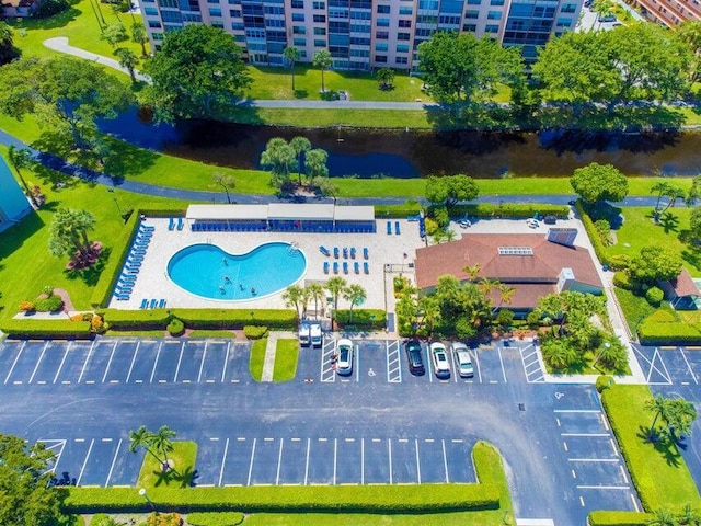 14375 Strathmore Ln Unit 306, Delray Beach, FL 33446 - aerial view of a pool area and a nearby body of water