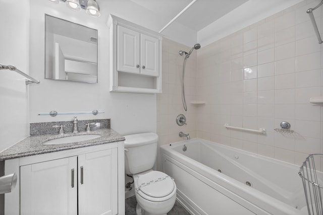 5557 S Shadyside Cir, West Palm Beach, FL 33415 - bathroom with a combined bath / shower with jetted tub, vanity, and toilet