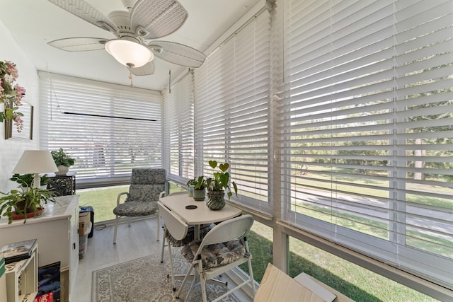 1225 NW 21st St Unit 7-710, Stuart, FL 34994 - sunroom / solarium featuring wood finished floors and a ceiling fan