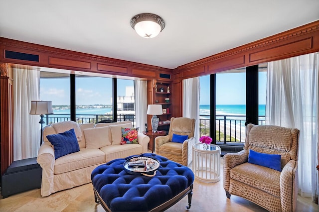 19850 Beach Rd Unit 8D, Jupiter, FL 33469 - living room featuring a water view and healthy amount of natural light