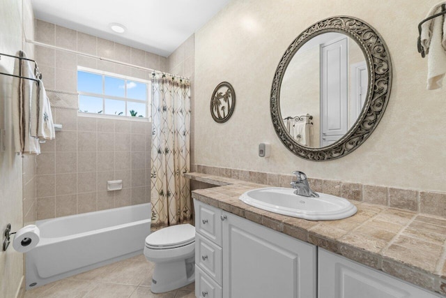2070 NE 27th St, Lighthouse Point, FL 33064 - full bathroom with vanity, shower / bath combo, and tile patterned flooring