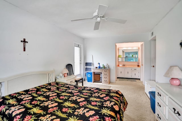 505 High Point Blvd N Unit A, Delray Beach, FL 33445 - carpeted bedroom with connected bathroom and ceiling fan