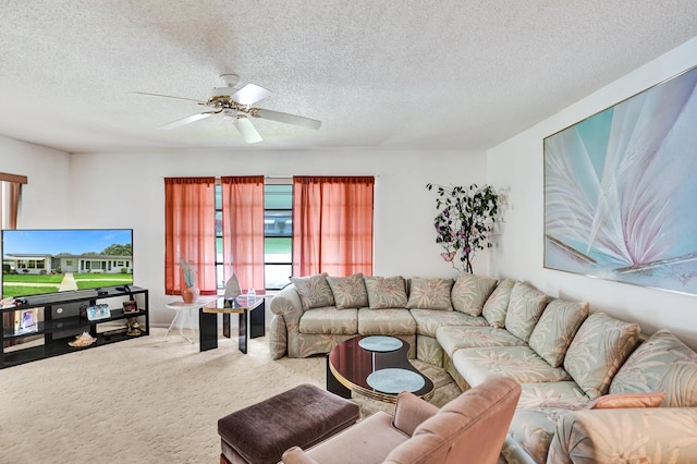 505 High Point Blvd N Unit A, Delray Beach, FL 33445 - carpeted living area with plenty of natural light, a ceiling fan, and a textured ceiling