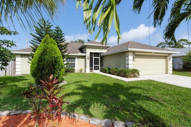 3650 SW Parsons St, Port Saint Lucie, FL 34953 - view of front facade with stucco siding, an attached garage, concrete driveway, and a front yard