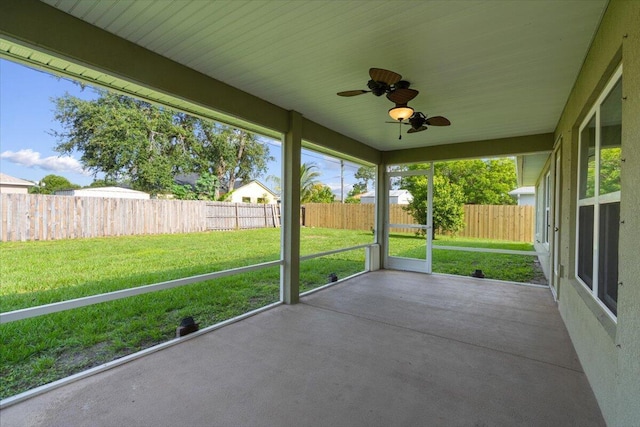 3650 SW Parsons St, Port Saint Lucie, FL 34953 - unfurnished sunroom featuring a ceiling fan and plenty of natural light