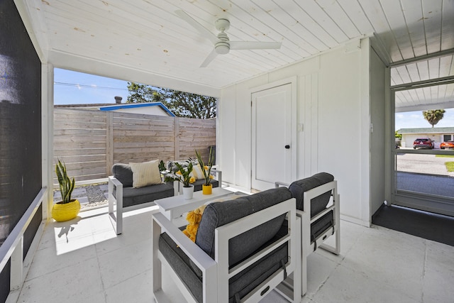 407 Riverside Dr, Palm Beach Gardens, FL 33410 - view of patio / terrace with ceiling fan and outdoor lounge area