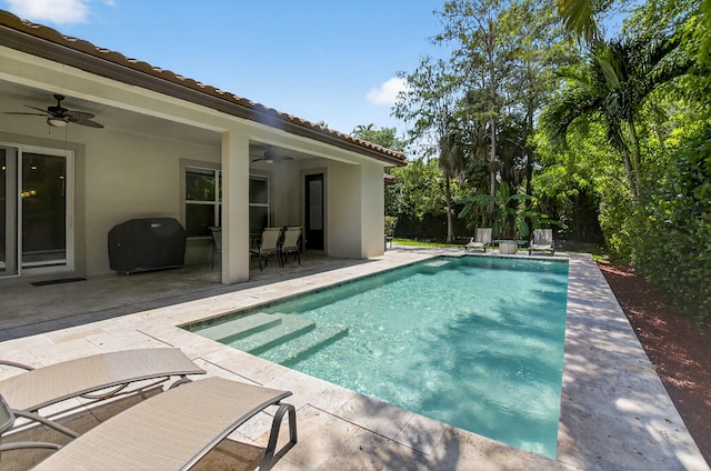 4652 Saxon Rd, Coconut Creek, FL 33073 - swimming pool with ceiling fan and a patio