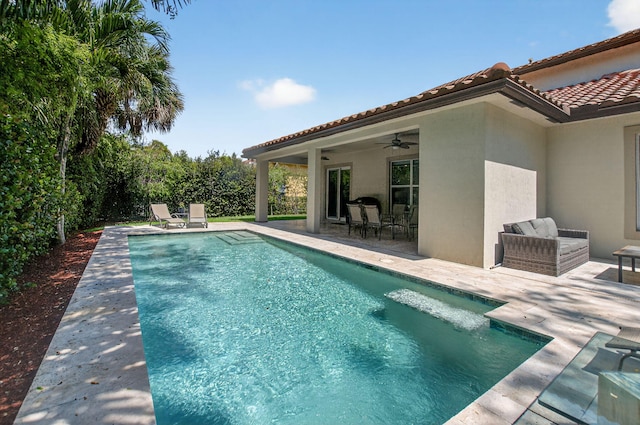 4652 Saxon Rd, Coconut Creek, FL 33073 - swimming pool featuring a patio area and ceiling fan