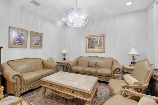 4652 Saxon Rd, Coconut Creek, FL 33073 - living area with a chandelier and recessed lighting