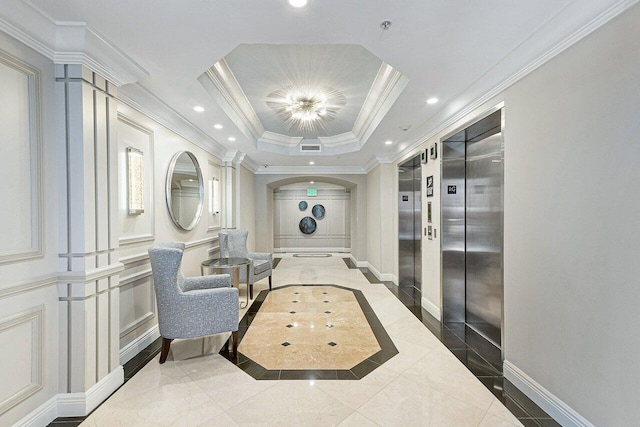 3606 S Ocean Blvd Unit 201, Highland Beach, FL 33487 - building lobby featuring recessed lighting and crown molding
