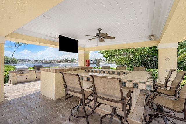 3606 S Ocean Blvd Unit 201, Highland Beach, FL 33487 - view of patio featuring a ceiling fan
