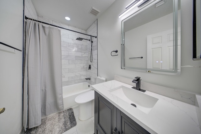 2364 Center Stone Ln, Riviera Beach, FL 33404 - full bathroom with toilet, vanity, shower / bath combination with curtain, tile patterned flooring, and recessed lighting
