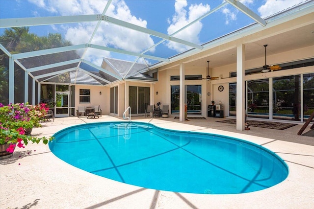 10312 Inverness Way, Port Saint Lucie, FL 34986 - outdoor pool with a patio, ceiling fan, and a lanai