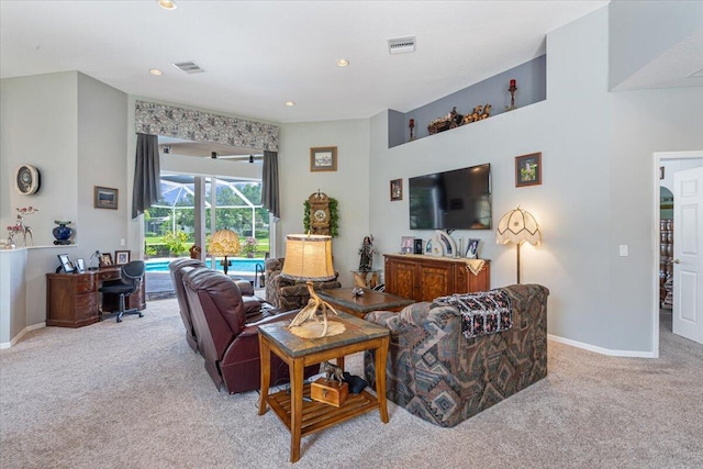 10312 Inverness Way, Port Saint Lucie, FL 34986 - living area featuring carpet, baseboards, a desk, and recessed lighting
