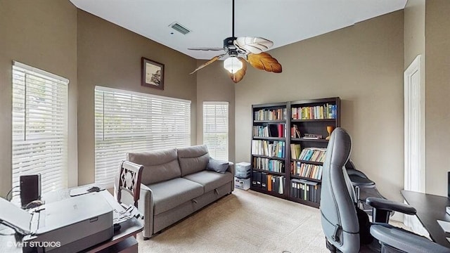 2127 NW Tilia Trl, Stuart, FL 34994 - office space featuring ceiling fan and light colored carpet
