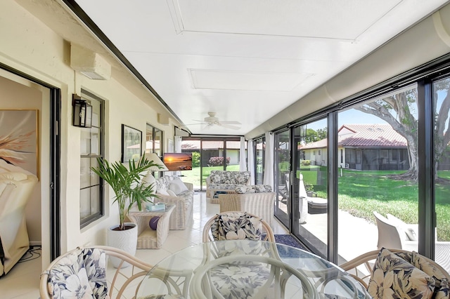 5319 Palmetto Palm Ct Unit A, Boynton Beach, FL 33437 - sunroom with ceiling fan and outdoor dining space