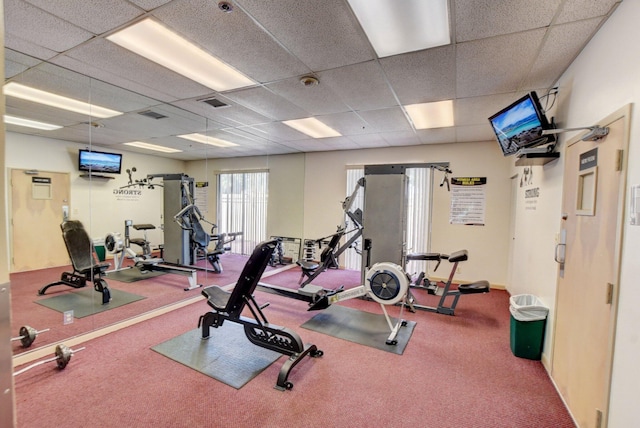 5319 Palmetto Palm Ct Unit A, Boynton Beach, FL 33437 - workout area featuring a drop ceiling and carpet