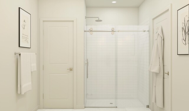 4572 SW Savona Blvd Unit 16, Port Saint Lucie, FL 34953 - bathroom with a shower stall and recessed lighting