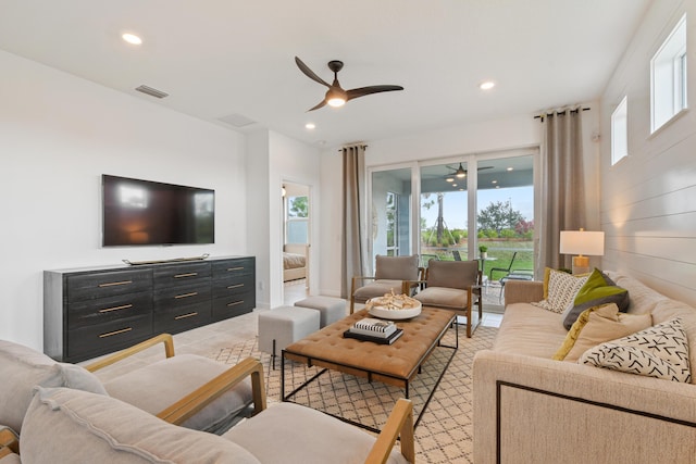 12755 SW Cattleya Ln Unit 224, Port Saint Lucie, FL 34987 - living area with a ceiling fan, plenty of natural light, and recessed lighting