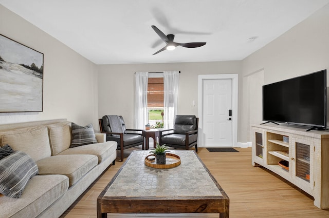 404 S M St Unit 1, Lake Worth Beach, FL 33460 - living area with a ceiling fan, light wood-style flooring, and baseboards