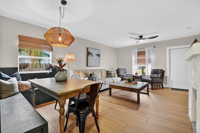 404 S M St Unit 1, Lake Worth Beach, FL 33460 - dining room featuring plenty of natural light, light wood-type flooring, and a ceiling fan