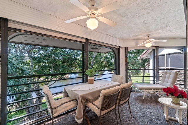 5380 Cedar Lake Dr Unit 303, Boynton Beach, FL 33437 - sunroom with a ceiling fan and a water view