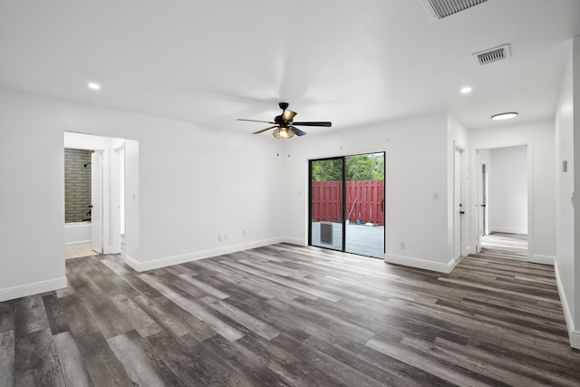 3571 SE Cobia Way, Stuart, FL 34997 - empty room with ceiling fan, dark wood-style floors, recessed lighting, and baseboards