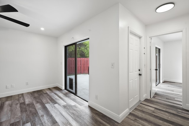 3571 SE Cobia Way, Stuart, FL 34997 - spare room with wood finished floors, baseboards, ceiling fan, and recessed lighting