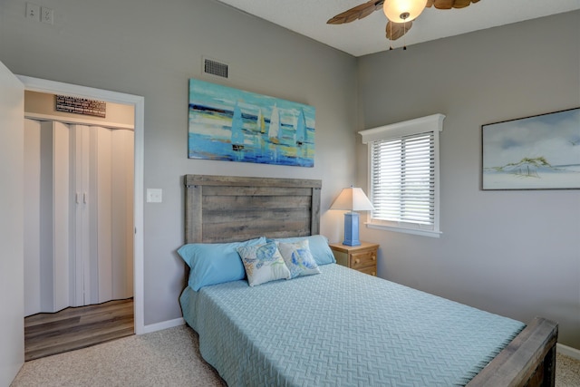 5725 Pelican Pointe Dr Unit 4, Sebastian, FL 32958 - carpeted bedroom featuring baseboards and a ceiling fan