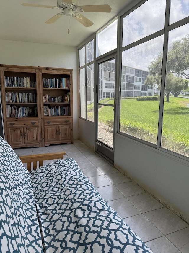 1041 Guildford C, Boca Raton, FL 33434 - sunroom featuring ceiling fan