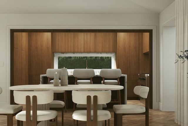 227 Greymon Dr, West Palm Beach, FL 33405 - dining space featuring vaulted ceiling