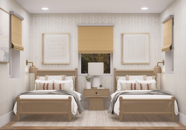 227 Greymon Dr, West Palm Beach, FL 33405 - bedroom with wallpapered walls and recessed lighting