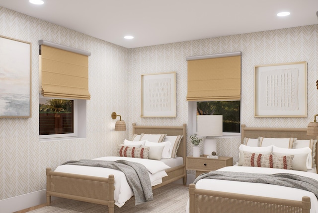 227 Greymon Dr, West Palm Beach, FL 33405 - bedroom featuring wallpapered walls and recessed lighting