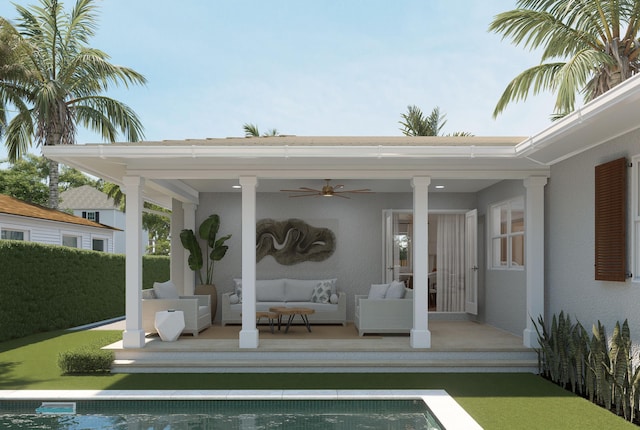 227 Greymon Dr, West Palm Beach, FL 33405 - view of patio / terrace featuring an outdoor living space and ceiling fan