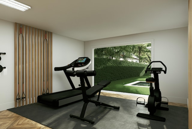 227 Greymon Dr, West Palm Beach, FL 33405 - workout room featuring baseboards