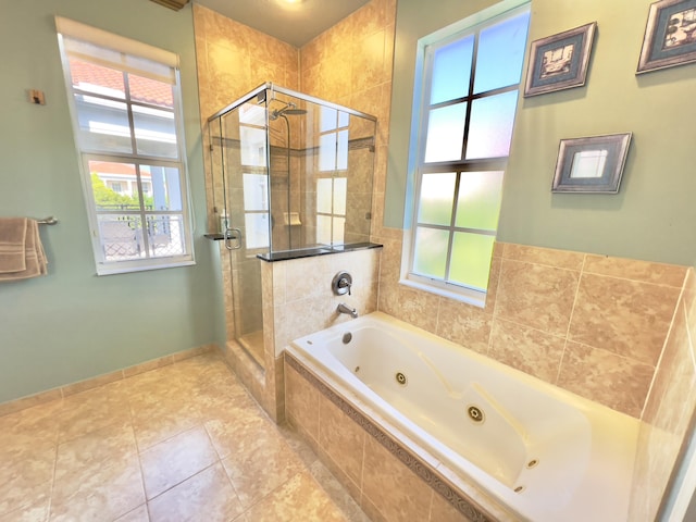 8300 NW 9th Ave, Boca Raton, FL 33487 - full bath featuring a jetted tub, a stall shower, and tile patterned flooring