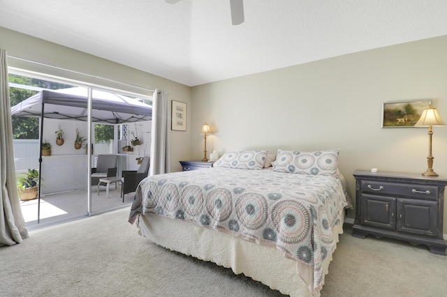 4393 SE Scotland Cay Way, Stuart, FL 34997 - bedroom featuring light colored carpet, access to outside, and a ceiling fan