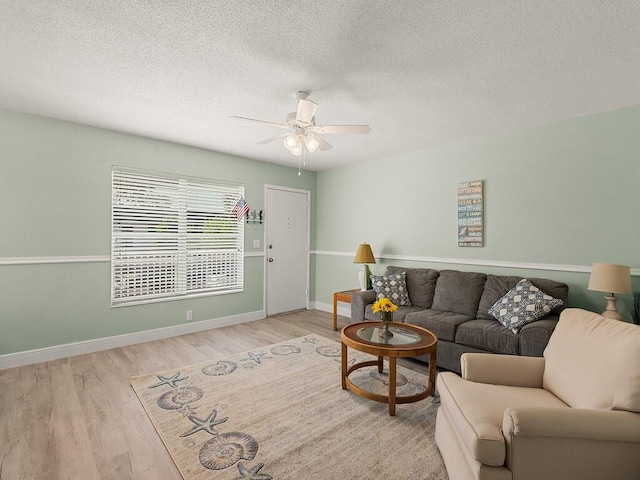 2800 Indian River Blvd Unit J6, Vero Beach, FL 32960 - living room with wood finished floors, a ceiling fan, and a textured ceiling