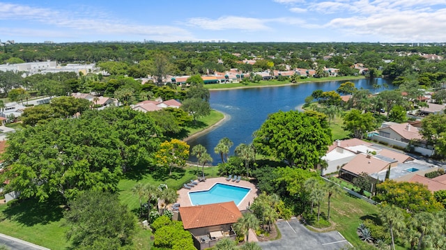 21415 Campo Allegro Dr, Boca Raton, FL 33433 - aerial perspective of suburban area featuring a large body of water and a pool area