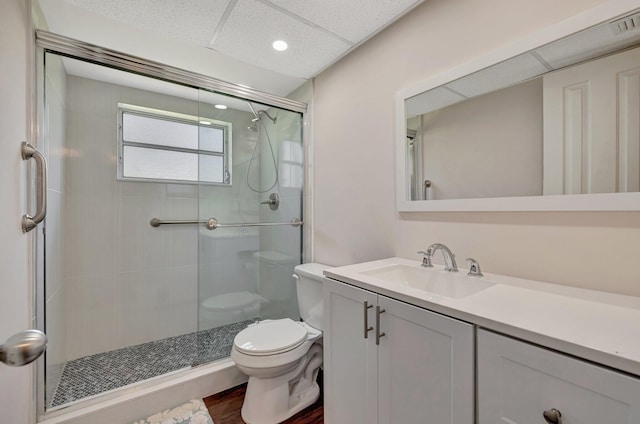 2901 NW 46th Ave Unit 101, Lauderdale Lakes, FL 33313 - full bath featuring a shower stall, vanity, wood finished floors, and recessed lighting