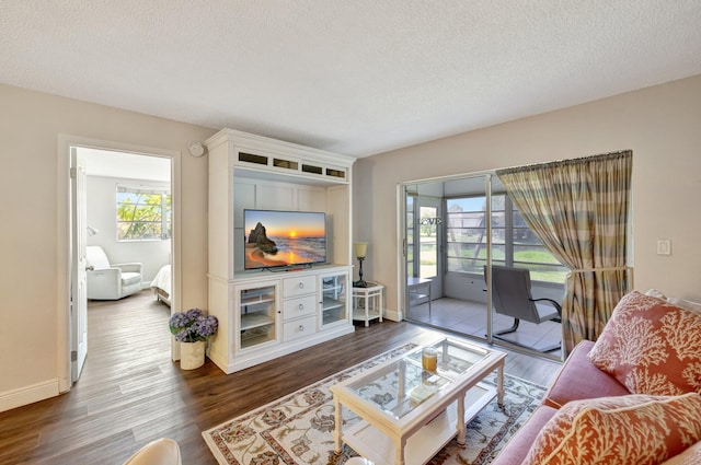 2901 NW 46th Ave Unit 101, Lauderdale Lakes, FL 33313 - living area with wood finished floors and a textured ceiling